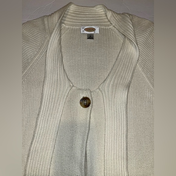 Talbots Cream Colored One Button Cardigan Sweater with Long Sleeves - Picture 4 of 11